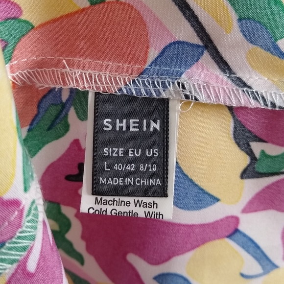 SheIn Multicolor V Neckline Sleeveless Floral Knit Camisole Tank Top Size L - Picture 5 of 9